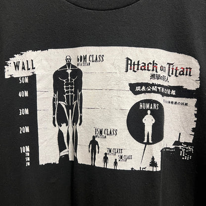 海外オフィシャル 進撃の巨人 巨人サイズ表 プリントT